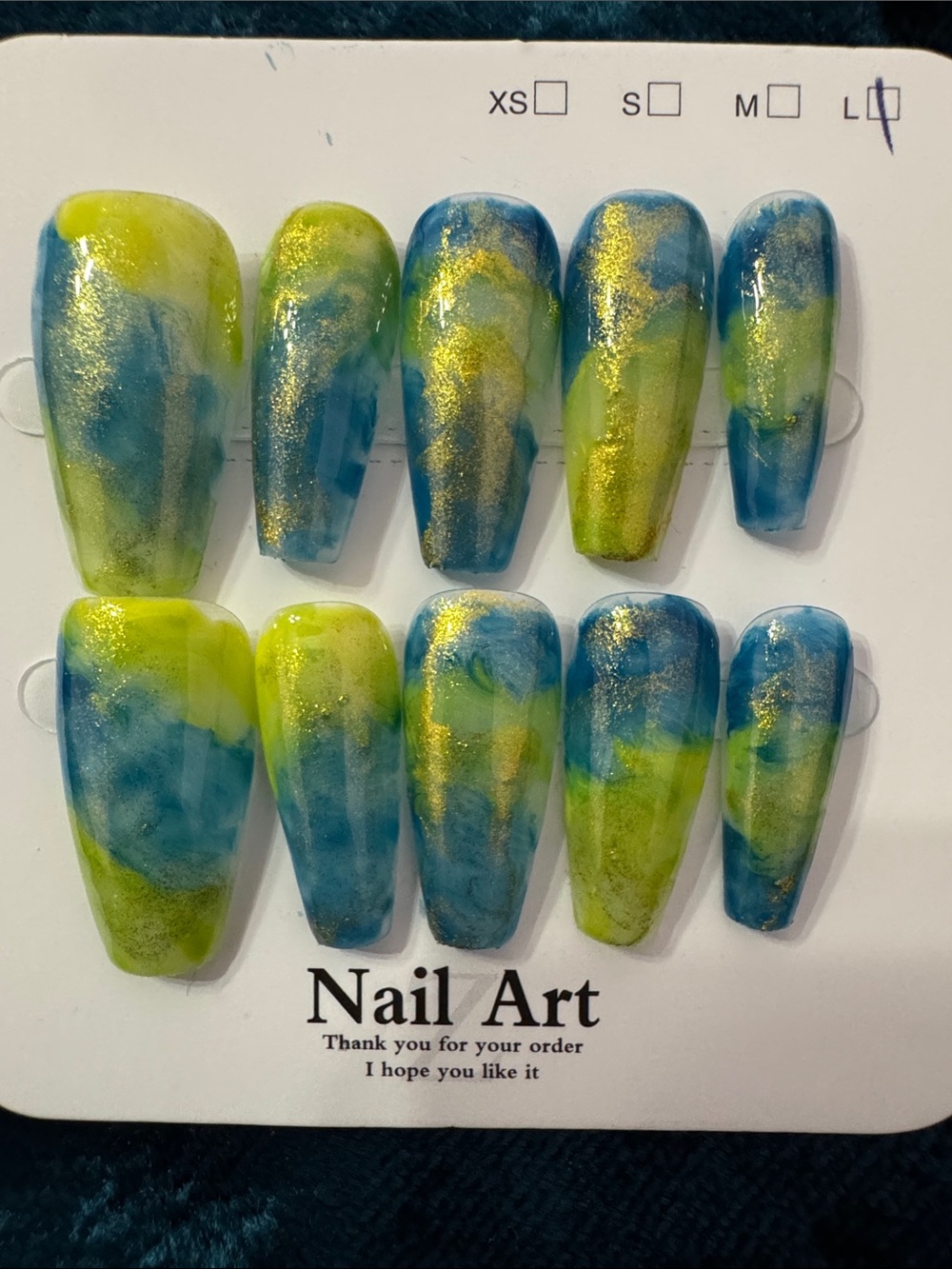 Blue & Lime Press-On Nails